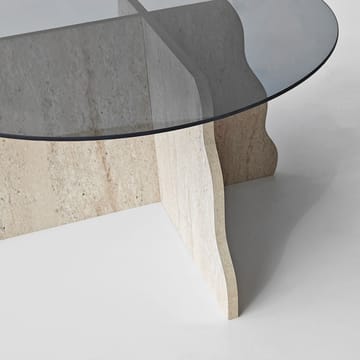 Fikret Soffbord 75 cm Rund Glas - Travertin Och Rökt - Möbler - Bord & matgrupper - Soffbord
