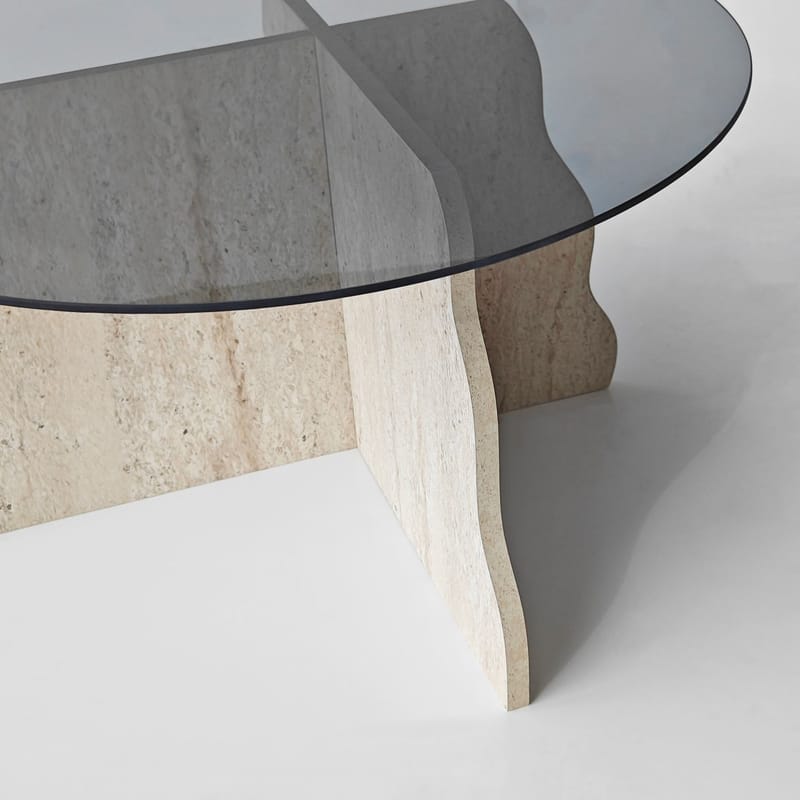 Fikret Soffbord 75 cm Rund Glas - Travertin Och Rökt - Möbler - Bord & matgrupper - Soffbord