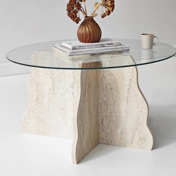 Fikret Soffbord 75 cm Rund Glas - Travertin Och Transparent - Möbler - Bord & matgrupper - Soffbord