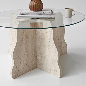 Fikret Soffbord 75 cm Rund Glas - Travertin Och Transparent - Möbler - Bord & matgrupper - Soffbord