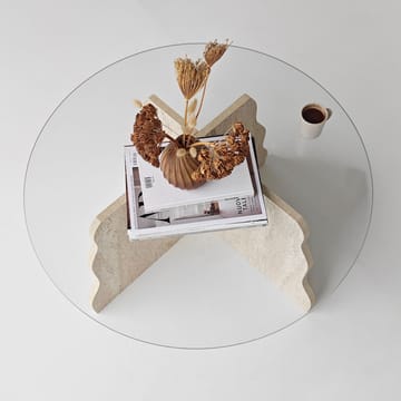 Fikret Soffbord 75 cm Rund Glas - Travertin Och Transparent - Möbler - Bord & matgrupper - Soffbord
