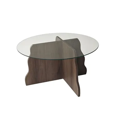 Fikret Soffbord 75 cm Rund Glas - Valnöt Och Transparent - Möbler - Bord & matgrupper - Soffbord