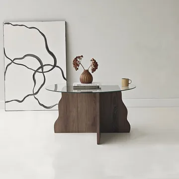 Fikret Soffbord 75 cm Rund Glas - Valnöt Och Transparent - Möbler - Bord & matgrupper - Soffbord