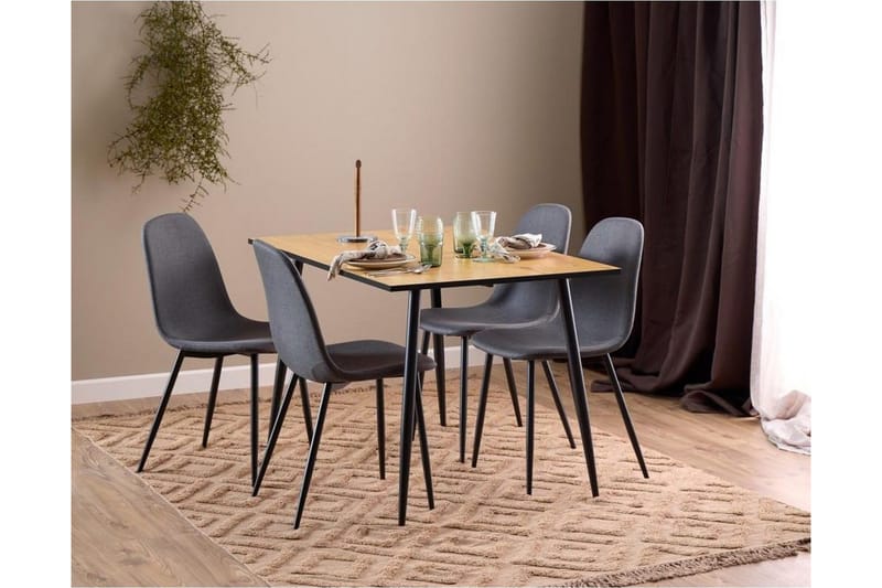 Finola Matgrupp 120 cm + 4 st Salaman Matstolar - Grå/Brun/Svart - Möbler - Bord & matgrupper - Matgrupper