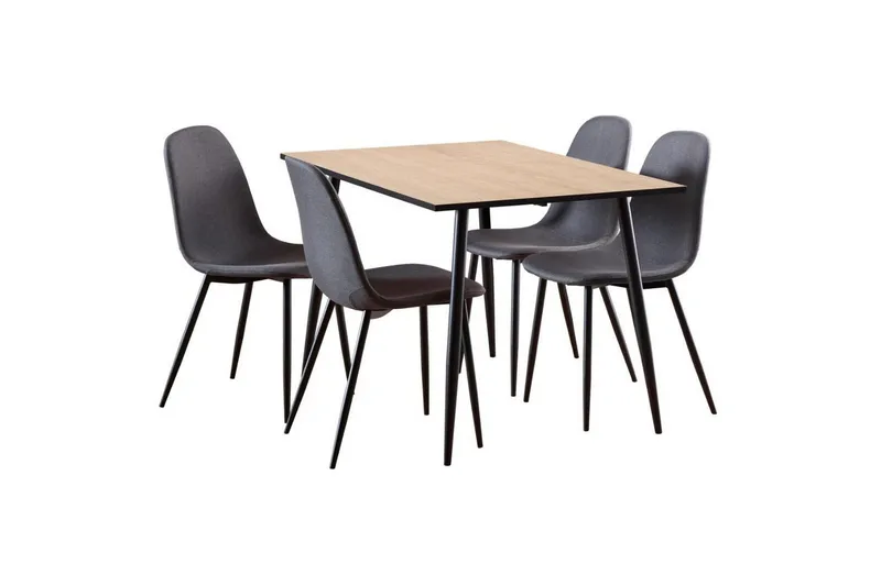 Finola Matgrupp 120 cm + 4 st Salaman Matstolar, Grå/Vit/Svart