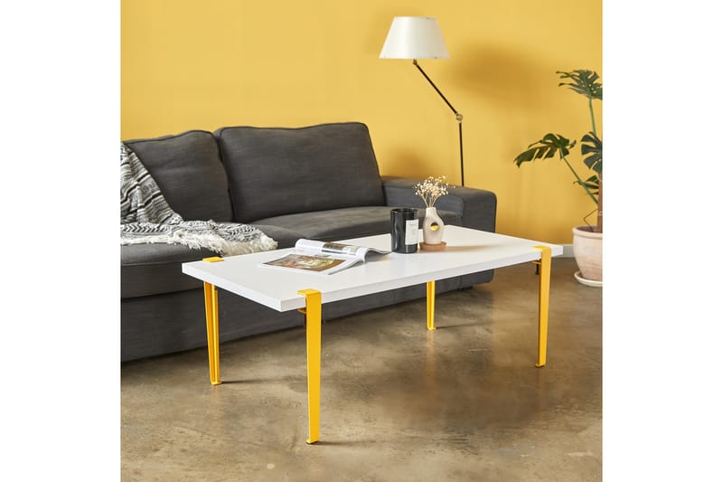 Fonissa Soffbord 120x60 cm Vit/Gul - Hanah Home - Möbler - Bord & matgrupper - Soffbord