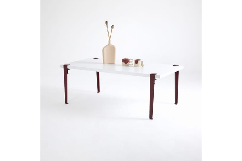 Fonissa Soffbord 120x60 cm Vit/Röd - Hanah Home - Möbler - Bord & matgrupper - Soffbord