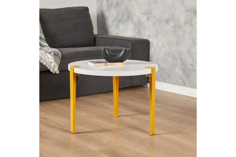 Fregoia Soffbord 60 cm Vit/Gul - Hanah Home - Möbler - Bord & matgrupper - Soffbord