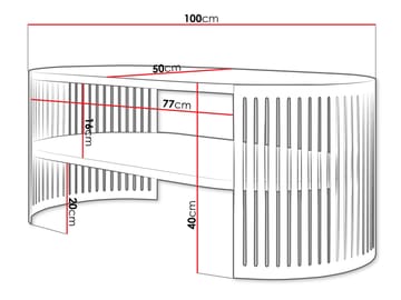 Friend Ovalt Soffbord 100 cm med Hyllor i Trä med Metallunderrede - Svart|Brun - Möbler - Bord & matgrupper - Soffbord