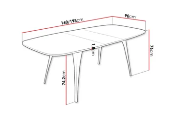Fritzger Utdragbart Rektangulärt Matbord 160 cm med Marmor- och Metallutseende - Svart - Möbler - Bord & matgrupper - Matbord & köksbord