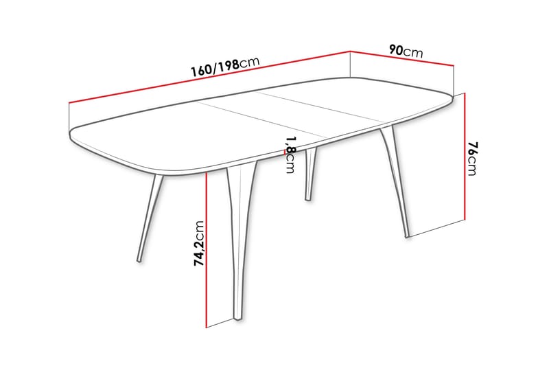Fritzger Utdragbart Rektangulärt Matbord 160 cm med Marmor- och Metallutseende - Svart - Möbler - Bord & matgrupper - Matbord & köksbord