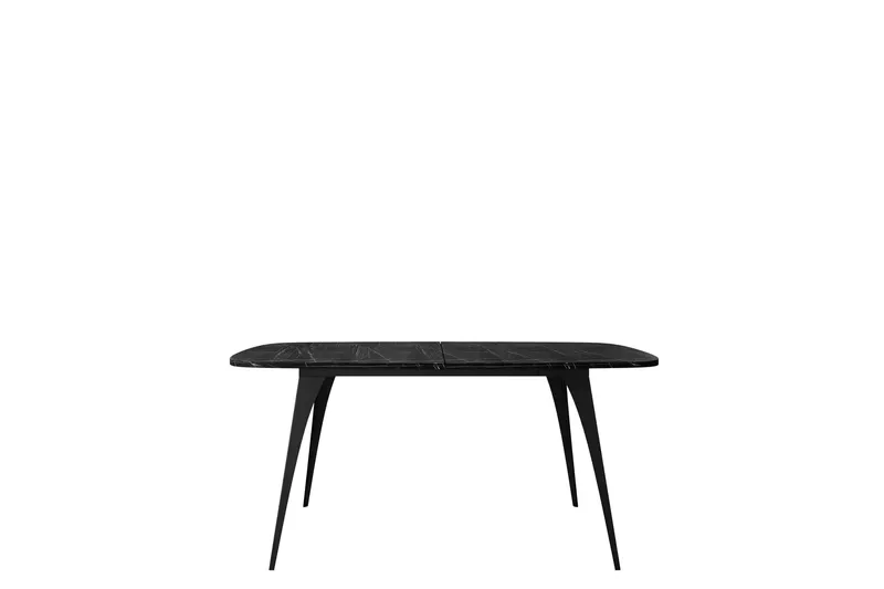 Fritzger Utdragbart Rektangulärt Matbord 160 cm med Marmor- och Metallutseende, Svart