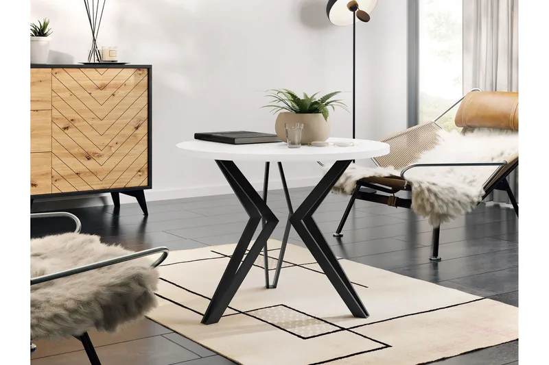 Gaddi 65 cm Runt Soffbord i Trä med Målat Trä - Vit|Svart - Möbler - Bord & matgrupper - Soffbord