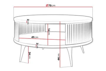 Galia 75 cm Runt Soffbord med Hyllor och Lamellsidor i Trä - Svart|Vit - Möbler - Bord & matgrupper - Soffbord