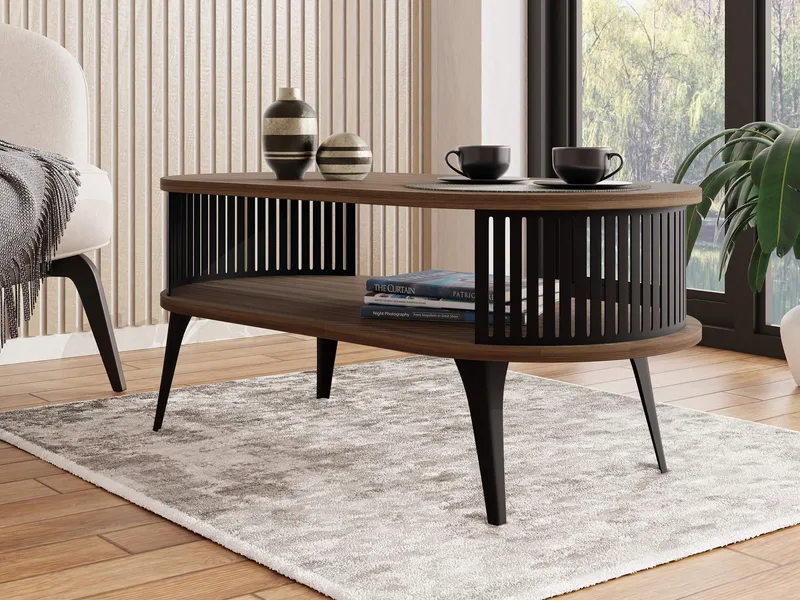 Galia soffbord 100x44 cm - Svart, valnöt - Möbler - Bord & matgrupper - Soffbord