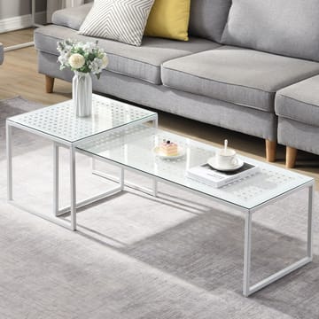 Galilo Satsbord 100 cm Set om 2 - Transparent och matt vit - Möbler - Bord & matgrupper - Soffbord