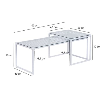 Galilo Satsbord 100 cm Set om 2 - Transparent och matt vit - Möbler - Bord & matgrupper - Soffbord