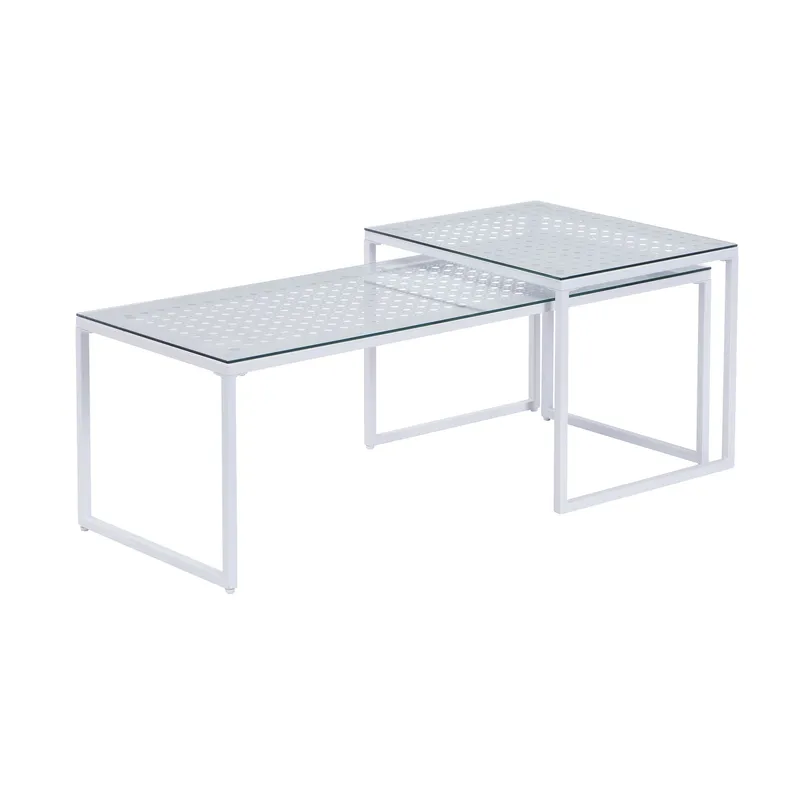 Galilo Satsbord 100 cm Set om 2, Transparent och matt vit