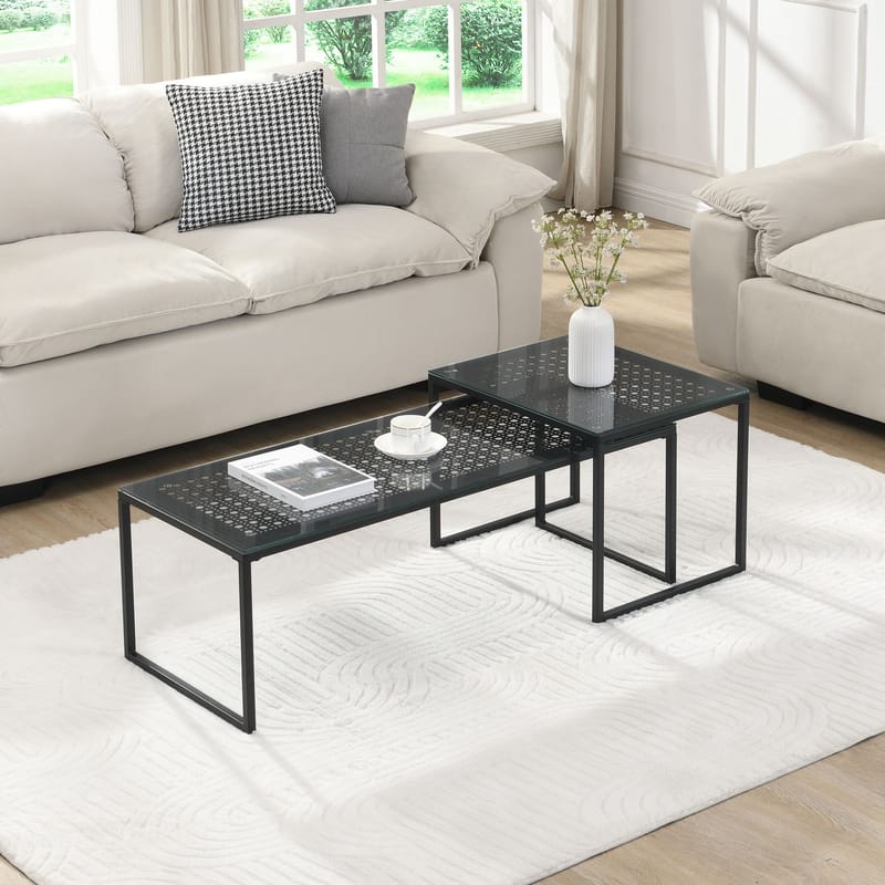 Galilo Satsbord 100 cm Set om 2 - Transparent och mattsvart - Möbler - Bord & matgrupper - Soffbord
