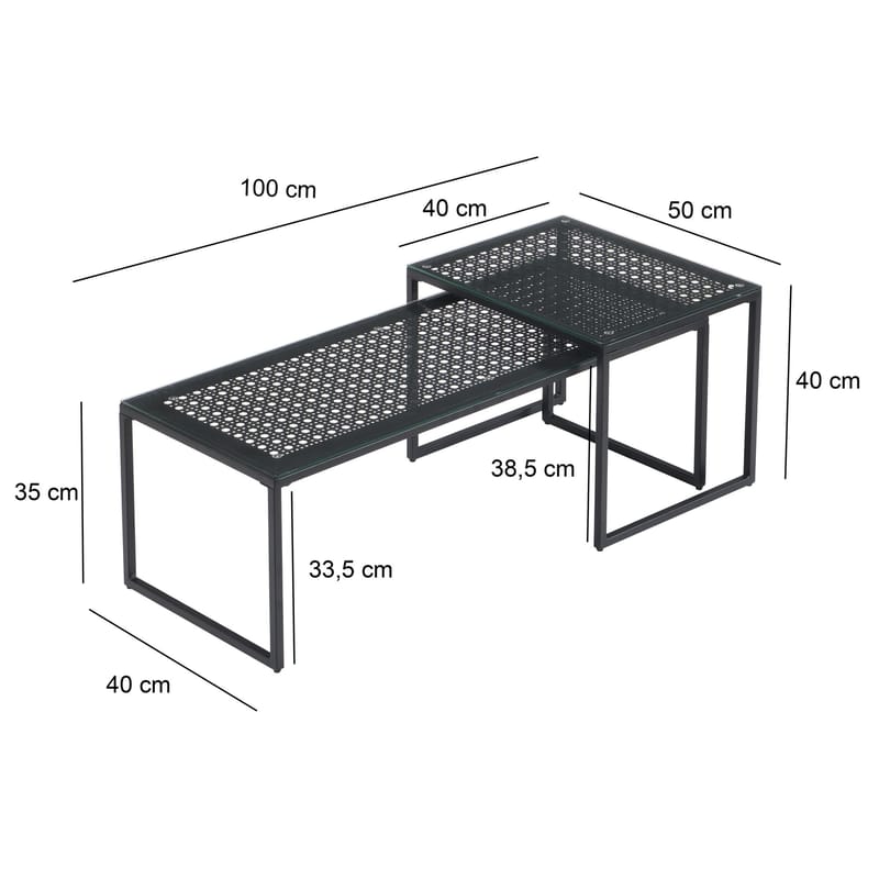 Galilo Satsbord 100 cm Set om 2 - Transparent och mattsvart - Möbler - Bord & matgrupper - Soffbord