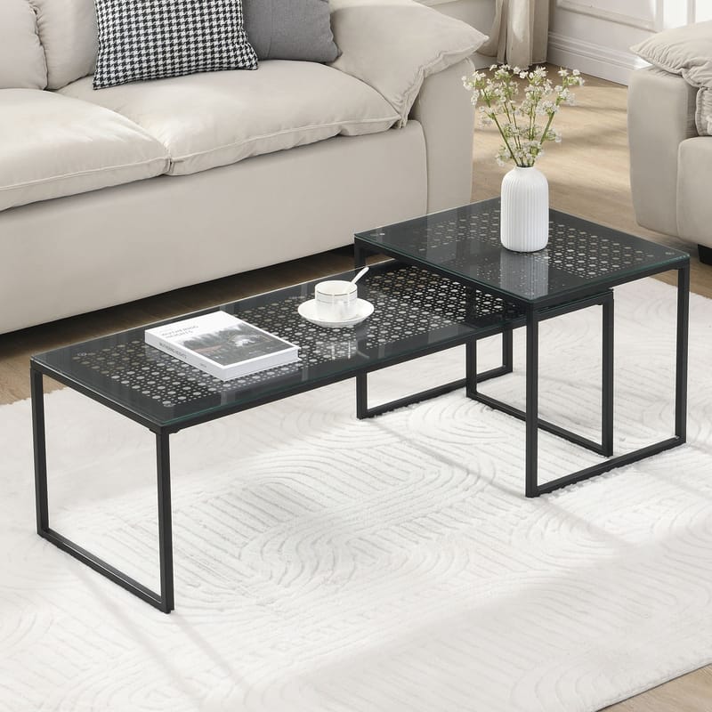 Galilo Satsbord 100 cm Set om 2 - Transparent och mattsvart - Möbler - Bord & matgrupper - Soffbord