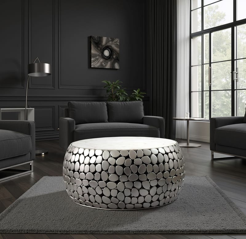 Galino Soffbord 66 cm - vit och silver - Möbler - Bord & matgrupper - Soffbord