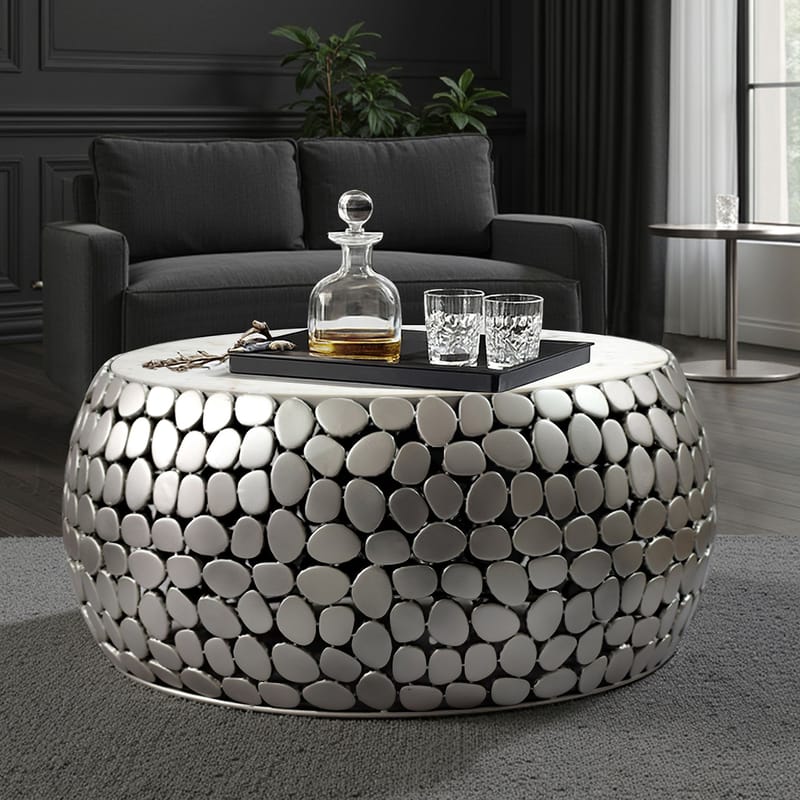 Galino Soffbord 66 cm - vit och silver - Möbler - Bord & matgrupper - Soffbord