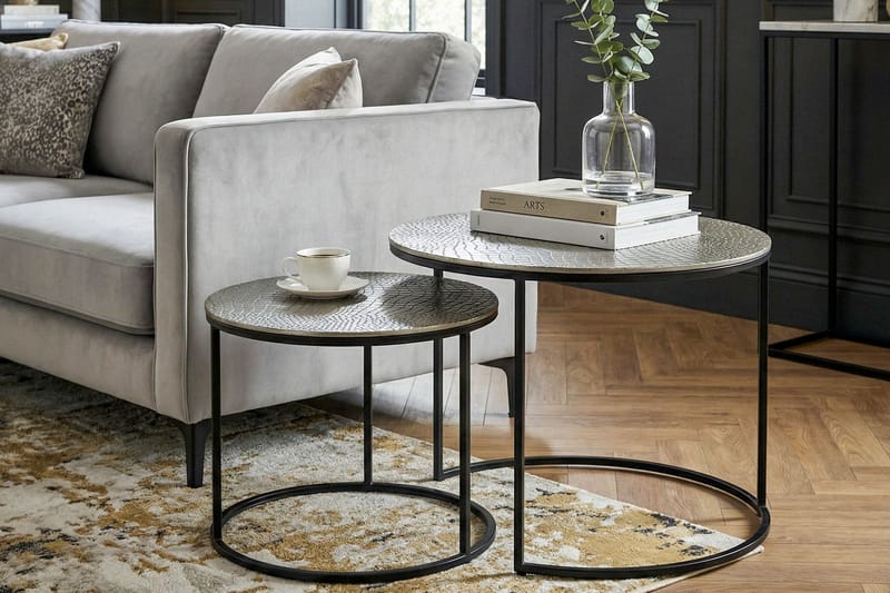 Galova Soffbord 60 cm Set om 2 - Guld och svart - Möbler - Bord & matgrupper - Soffbord