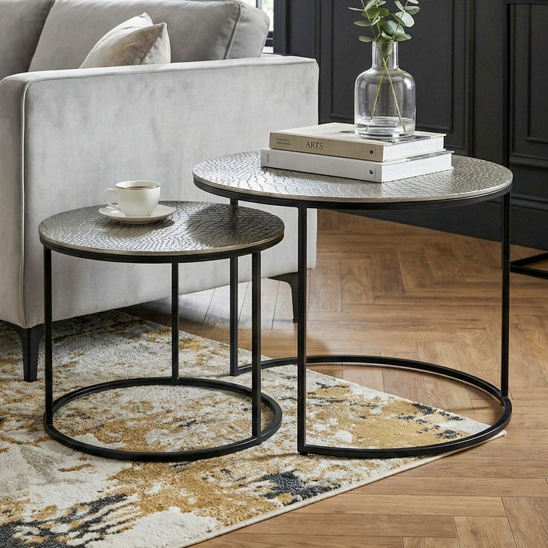 Galova Soffbord 60 cm Set om 2 - Guld och svart - Möbler - Bord & matgrupper - Soffbord