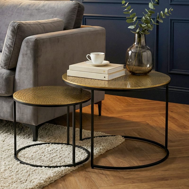 Galova Soffbord 60 cm Set om 2 - Silver och svart - Möbler - Bord & matgrupper - Soffbord