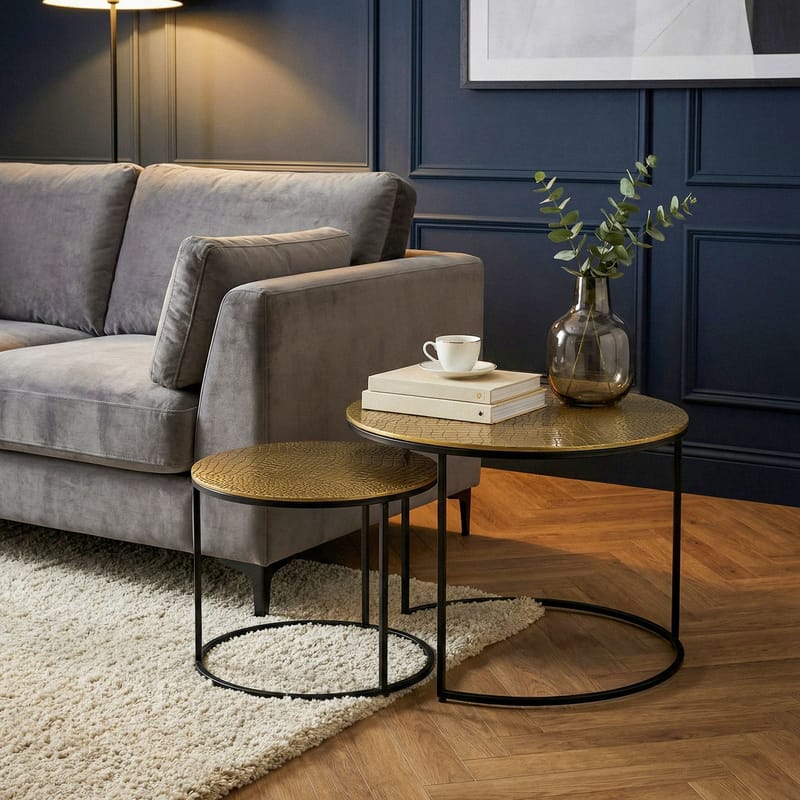 Galova Soffbord 60 cm Set om 2 - Silver och svart - Möbler - Bord & matgrupper - Soffbord