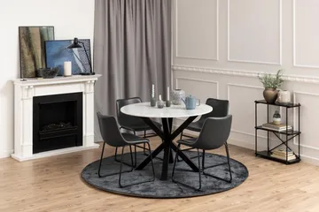 Ganesh Runt Matbord 110 cm med Marmorskiva och Metallutseende - Vit - Möbler - Bord & matgrupper - Matbord & köksbord