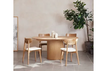 Gethin Runt Matbord 120 cm med Trä- och Ekutseende - Beige - Möbler - Bord & matgrupper - Matbord & köksbord