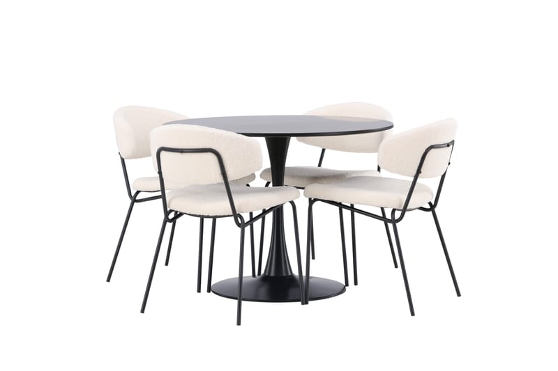 Glade Matgrupp 100 cm Rund med 4 Chico Stolar - Svart - Möbler - Bord & matgrupper - Matgrupper