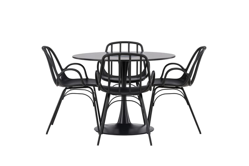 Glade Matgrupp 100 cm Rund med 4 Dyrön stolar, Svart