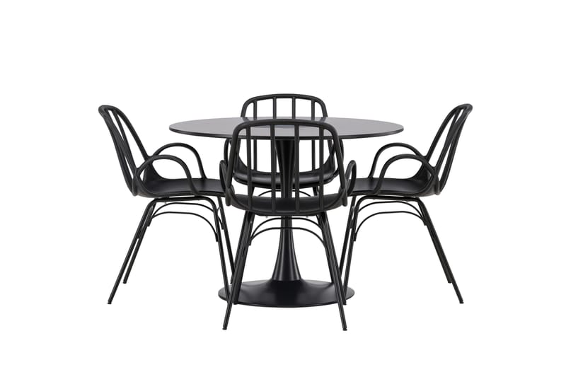 Glade Matgrupp 100 cm Rund med 4 Dyrön stolar - Svart - Möbler - Bord & matgrupper - Matgrupper