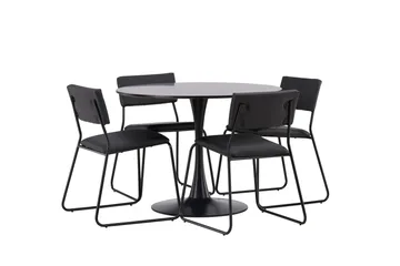 Glade Matgrupp 100 cm Rund med 4 Kenth Stolar - Svart - Möbler - Bord & matgrupper - Matgrupper