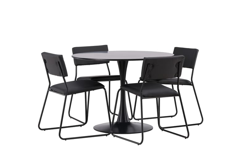 Glade Matgrupp 100 cm Rund med 4 Kenth Stolar - Svart - Möbler - Bord & matgrupper - Matgrupper