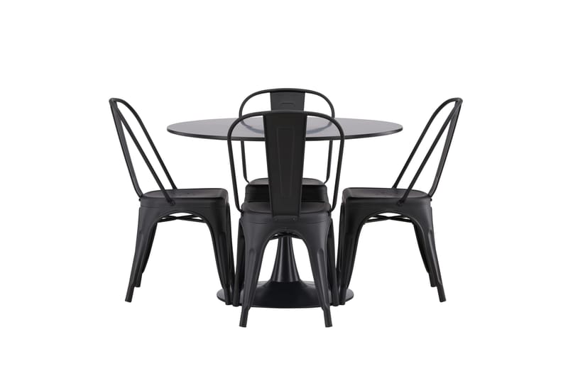 Glade Matgrupp 100 cm Rund med 4 Tempe Stolar - Svart - Möbler - Bord & matgrupper - Matgrupper