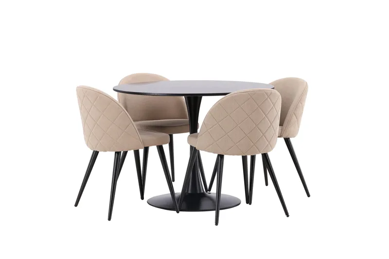 Glade Matgrupp 100 cm Rund med 4 Velvet stolar - Beige - Möbler - Bord & matgrupper - Matgrupper
