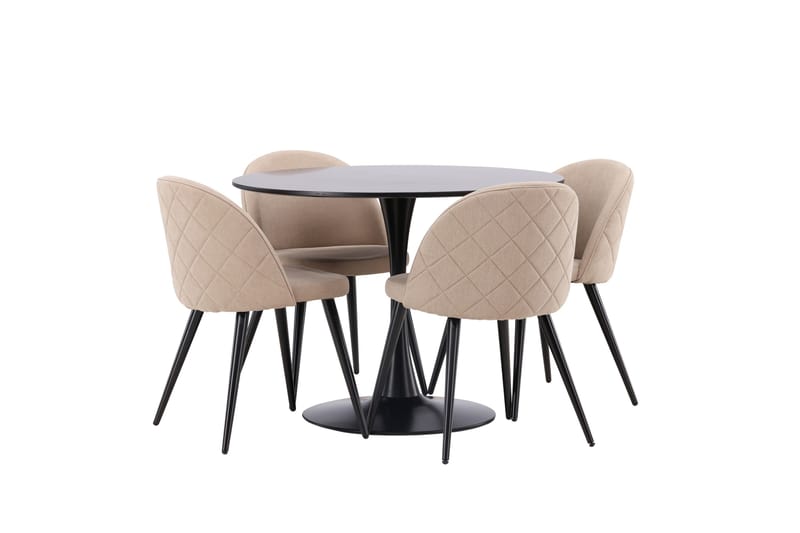 Glade Matgrupp 100 cm Rund med 4 Velvet stolar - Beige - Möbler - Bord & matgrupper - Matgrupper