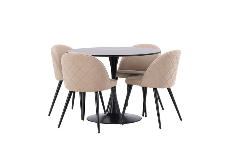 Glade Matgrupp 100 cm Rund med 4 Velvet stolar - Beige - Möbler - Bord & matgrupper - Matgrupper