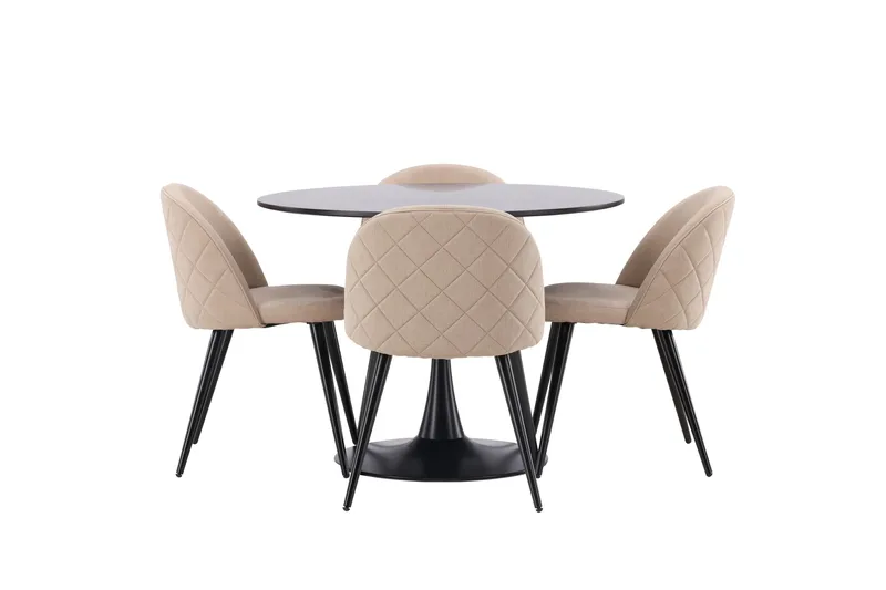 Glade Matgrupp 100 cm Rund med 4 Velvet stolar - Beige - Möbler - Bord & matgrupper - Matgrupper