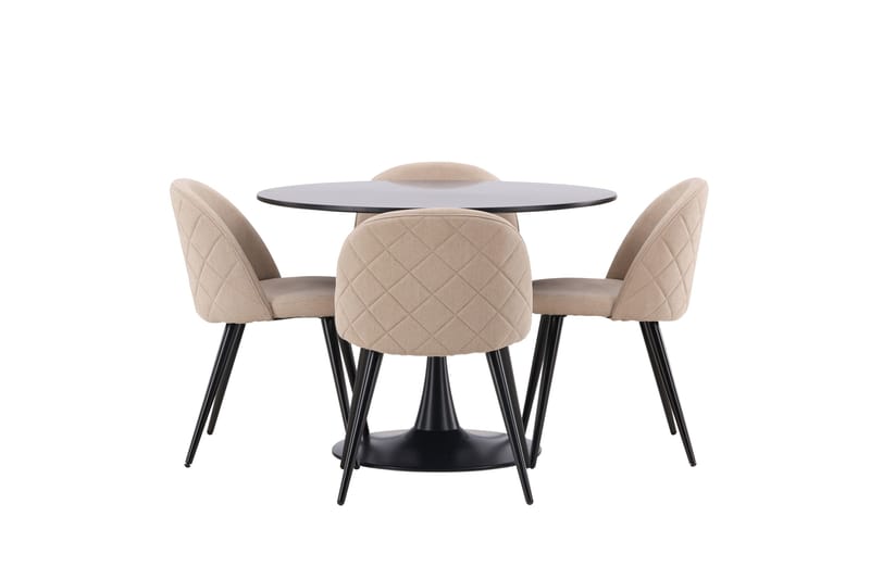 Glade Matgrupp 100 cm Rund med 4 Velvet stolar - Beige - Möbler - Bord & matgrupper - Matgrupper