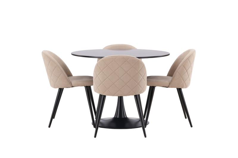Glade Matgrupp 100 cm Rund med 4 Velvet stolar - Beige - Möbler - Bord & matgrupper - Matgrupper