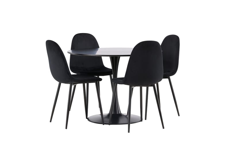 Glade Matgrupp 100 cm Rund med 4 Polar stolar - Svart - Möbler - Bord & matgrupper - Matgrupper