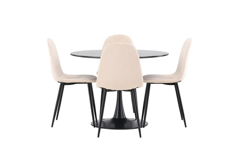 Glade Matgrupp 100 cm Rund med 4 Polar stolar - Beige - Möbler - Bord & matgrupper - Matgrupper