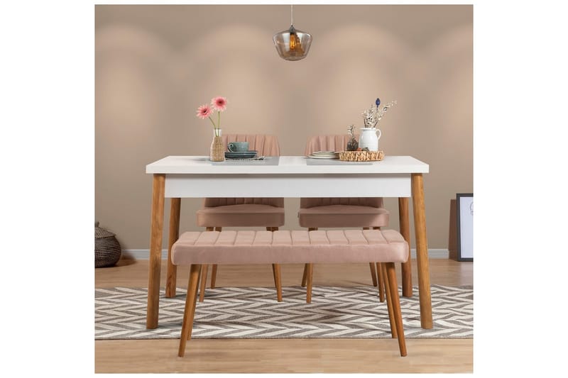 Glasnevin Matgrupp Rektangulär - Vit/Brun - Möbler - Bord & matgrupper - Matgrupper