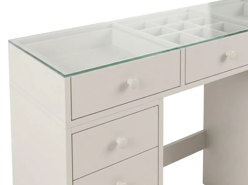 Glow Sminkbord 120 cm med glasskiva förvaring med lådor - Beige - Möbler - Bord & matgrupper - Sminkbord & toalettbord