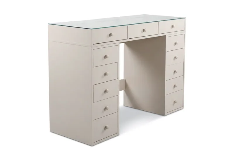 Glow Sminkbord 120 cm med glasskiva förvaring med lådor - Beige - Möbler - Bord & matgrupper - Sminkbord & toalettbord